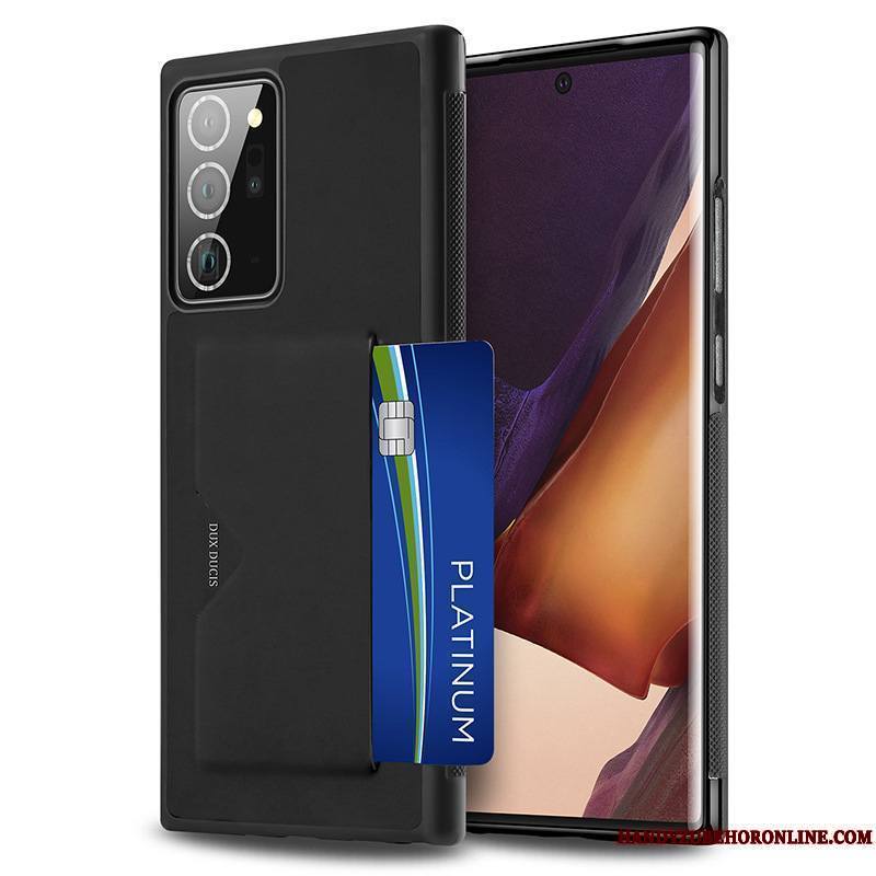 Samsung Galaxy Note20 Ultra Noir Silicone Coque De Téléphone Étoile Incassable Carte Couvercle Arrière