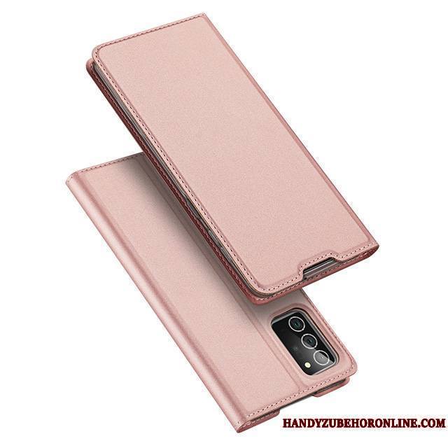 Samsung Galaxy Note20 Étoile Incassable Coque De Téléphone Rose Étui En Cuir Très Mince Clamshell