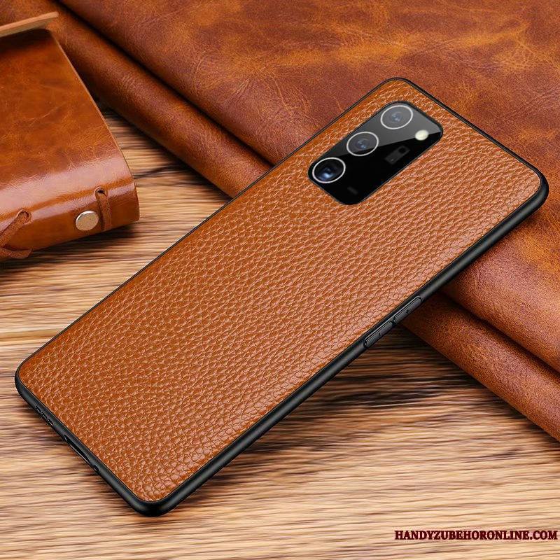 Samsung Galaxy Note20 Étoile Étui En Cuir Coque De Téléphone Couvercle Arrière Cuir Véritable Tout Compris Rouge