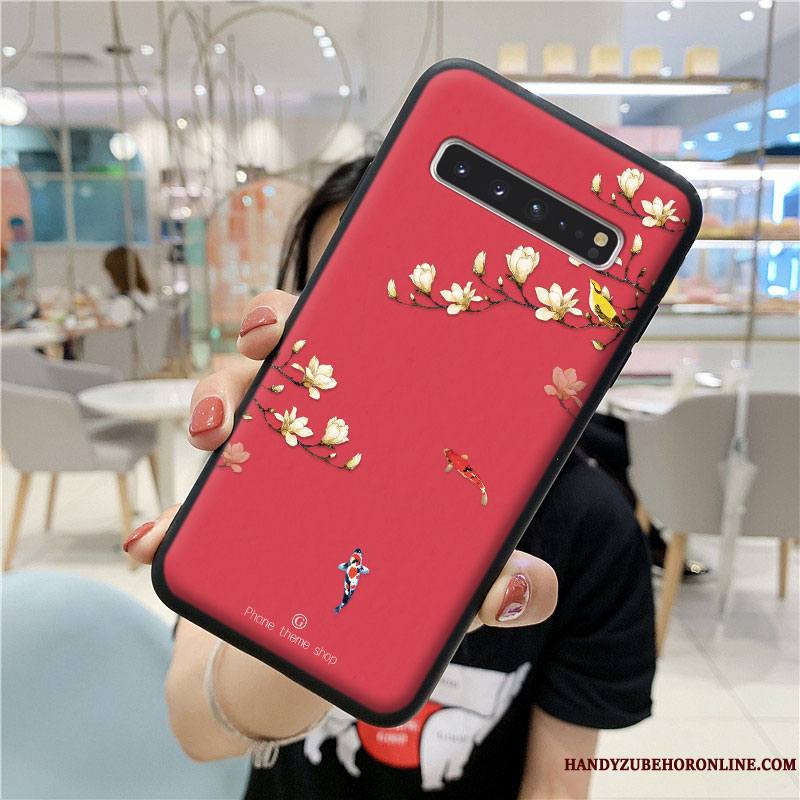 Samsung Galaxy S10 5g Coque Silicone Créatif Protection Style Chinois Net Rouge Étoile Personnalité