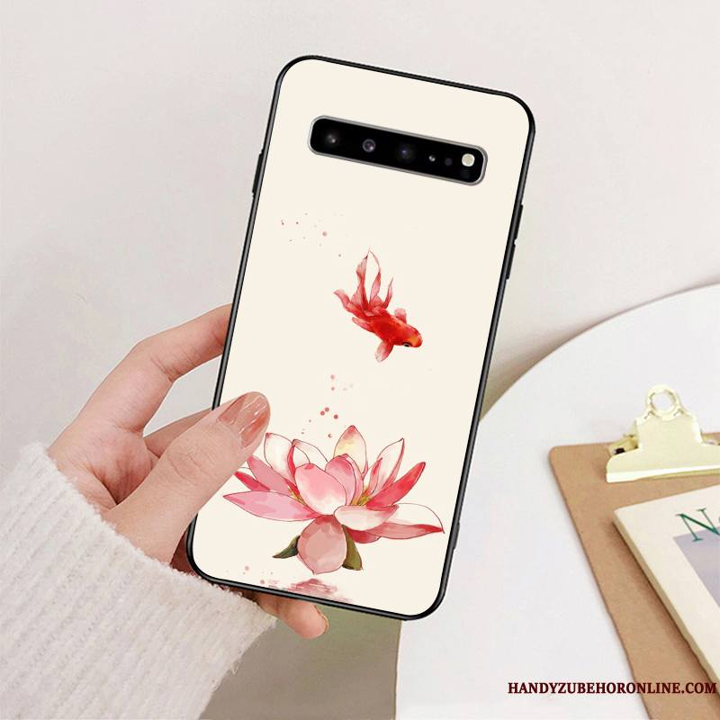 Samsung Galaxy S10 5g Coque Style Chinois Fluide Doux Incassable Vert Tout Compris Silicone Étui