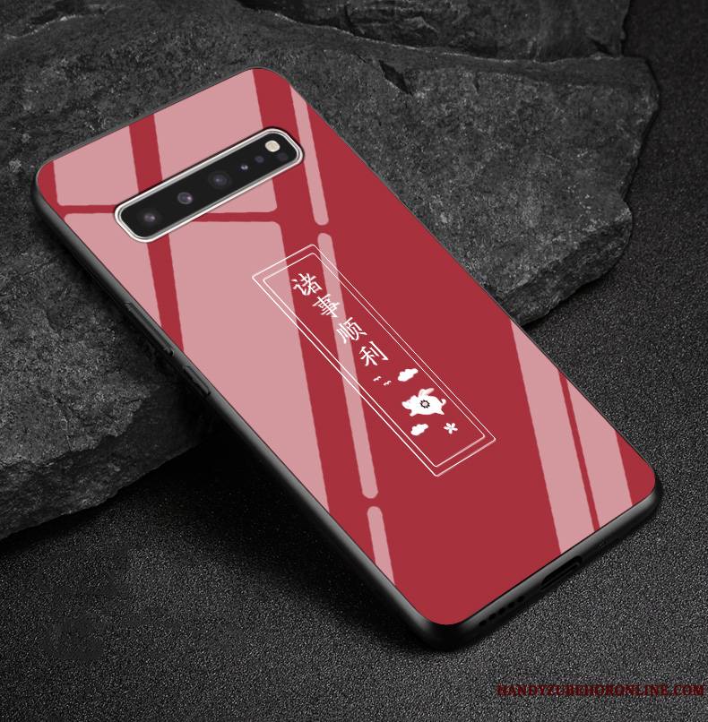 Samsung Galaxy S10 5g Coque Style Chinois Rouge Étoile Verre Incassable Personnalisé Protection