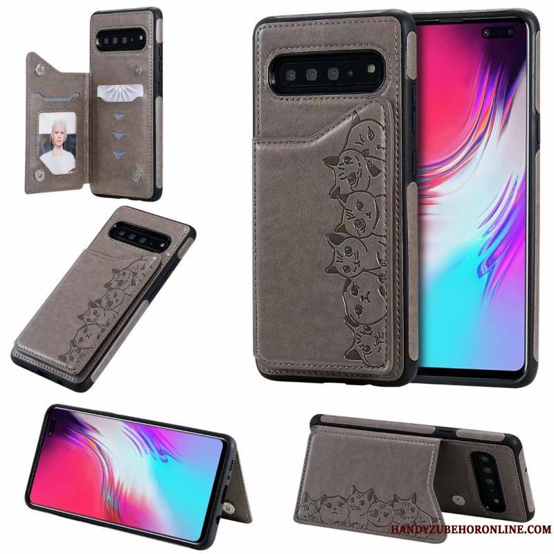 Samsung Galaxy S10 5g Incassable Coque Violet Dessin Animé Motif Chat Étoile