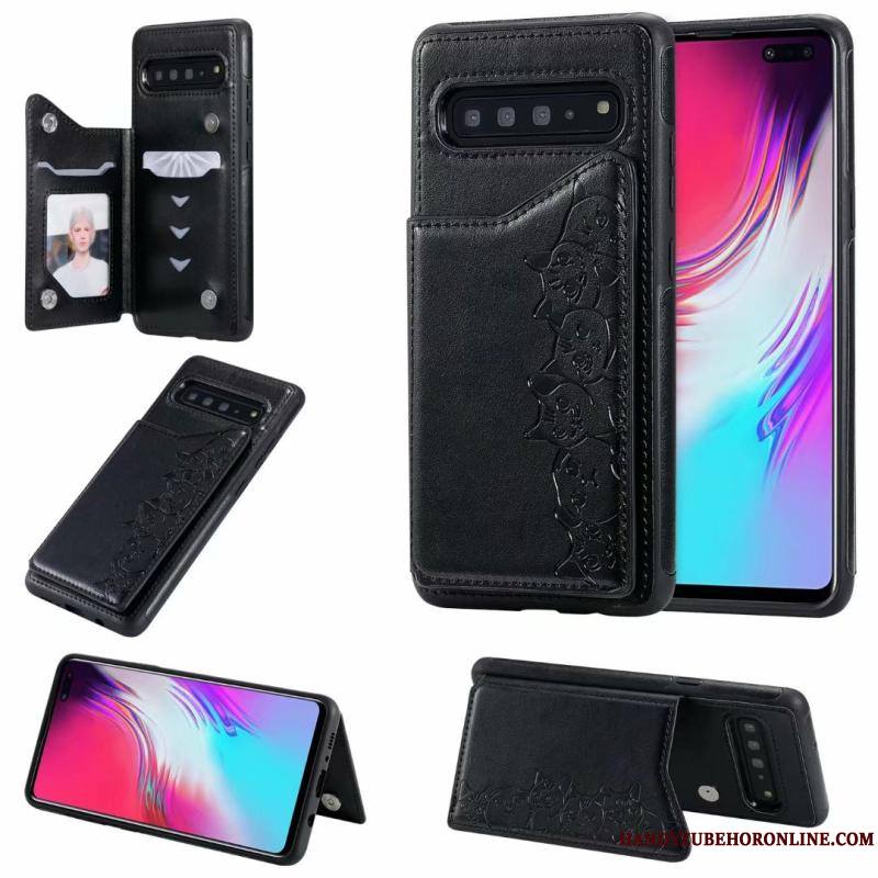 Samsung Galaxy S10 5g Incassable Coque Violet Dessin Animé Motif Chat Étoile