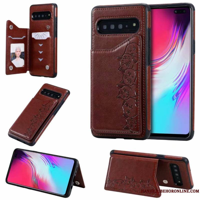 Samsung Galaxy S10 5g Incassable Coque Violet Dessin Animé Motif Chat Étoile