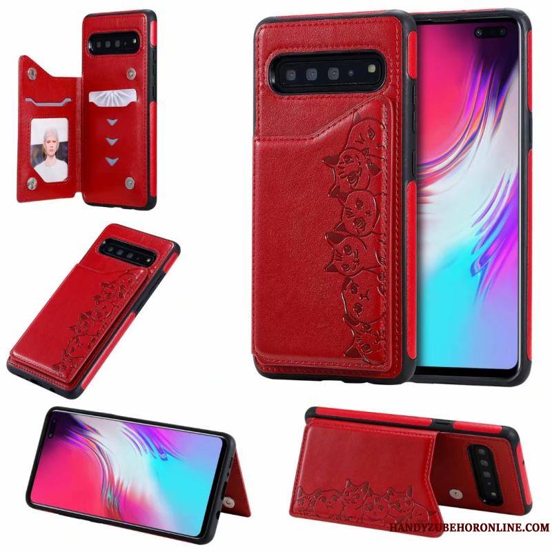 Samsung Galaxy S10 5g Incassable Coque Violet Dessin Animé Motif Chat Étoile