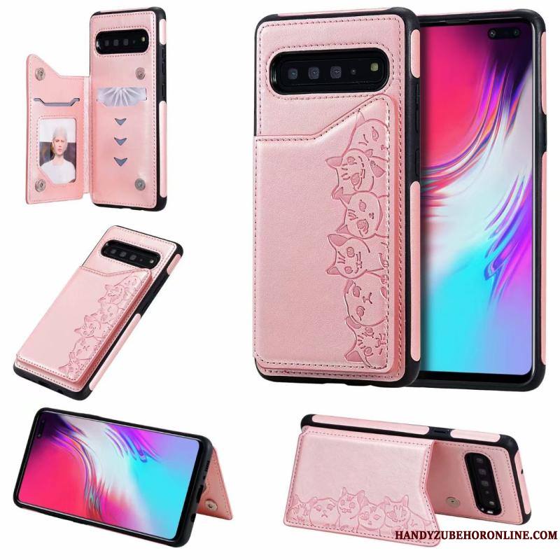 Samsung Galaxy S10 5g Incassable Coque Violet Dessin Animé Motif Chat Étoile