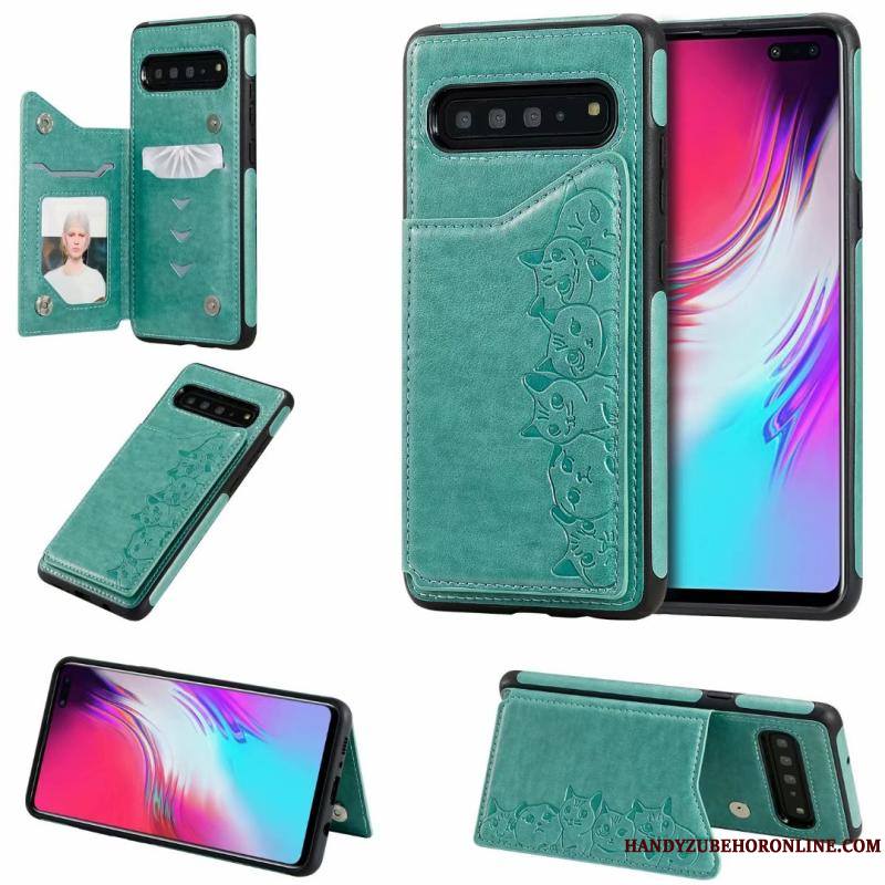 Samsung Galaxy S10 5g Incassable Coque Violet Dessin Animé Motif Chat Étoile