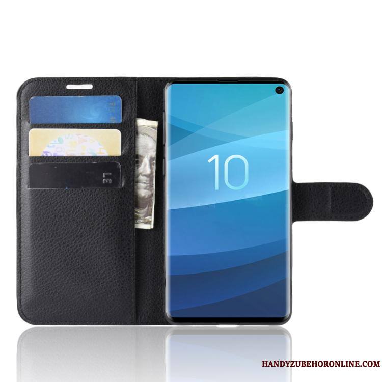 Samsung Galaxy S10+ Carte Business Protection Étoile Étui En Cuir Coque De Téléphone Noir