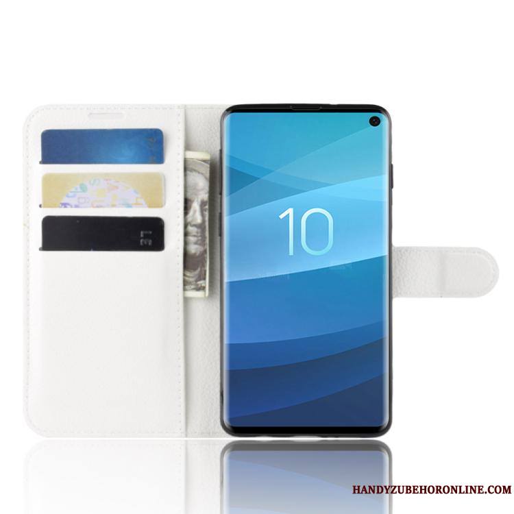 Samsung Galaxy S10+ Carte Business Protection Étoile Étui En Cuir Coque De Téléphone Noir