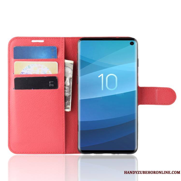 Samsung Galaxy S10+ Carte Business Protection Étoile Étui En Cuir Coque De Téléphone Noir