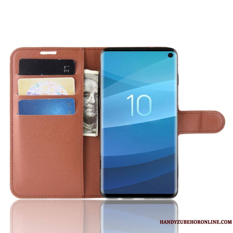 Samsung Galaxy S10+ Carte Business Protection Étoile Étui En Cuir Coque De Téléphone Noir