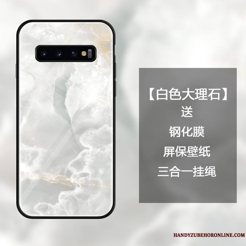 Samsung Galaxy S10 Coque Blanc Incassable Luxe Tout Compris Simple Créatif Étui