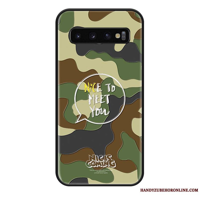 Samsung Galaxy S10 Coque Bleu Ornements Suspendus Étoile Silicone Camouflage Marque De Tendance Incassable