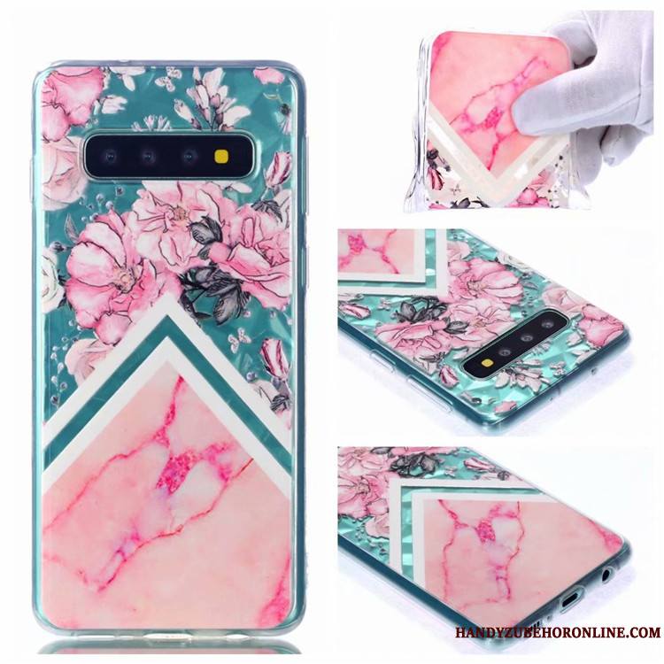 Samsung Galaxy S10 Coque De Téléphone Peinture Étoile Transparent Modèle Fleurie Vert Personnalité