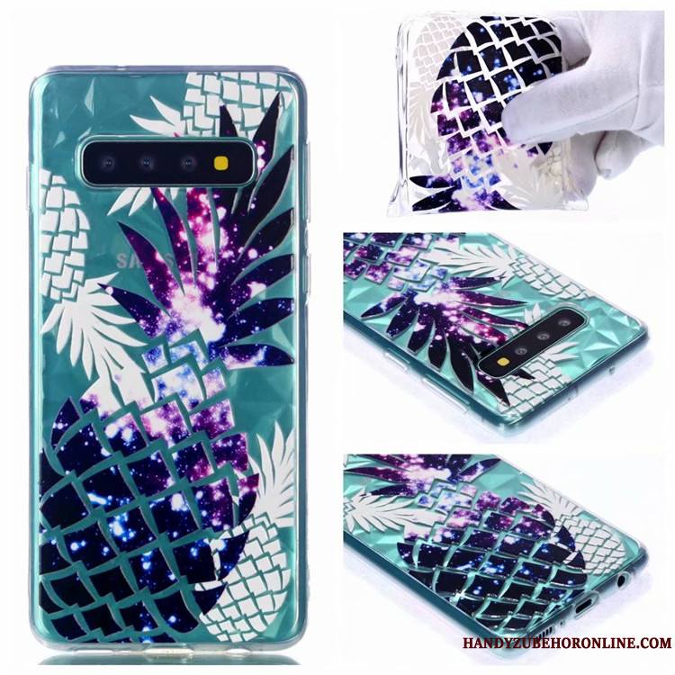 Samsung Galaxy S10 Coque De Téléphone Peinture Étoile Transparent Modèle Fleurie Vert Personnalité