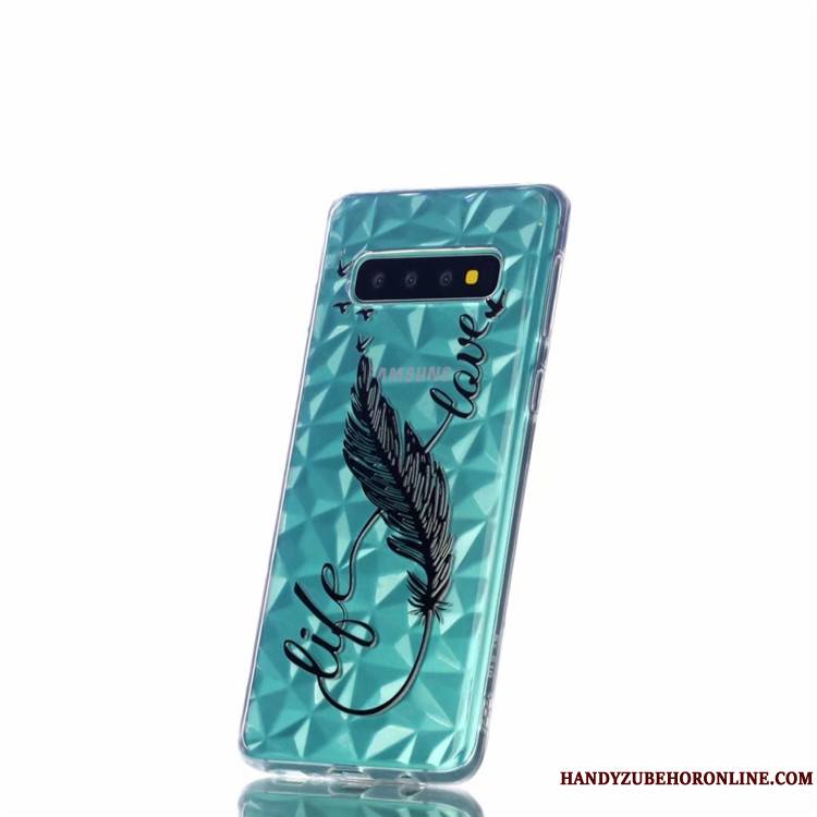 Samsung Galaxy S10 Coque De Téléphone Peinture Étoile Transparent Modèle Fleurie Vert Personnalité