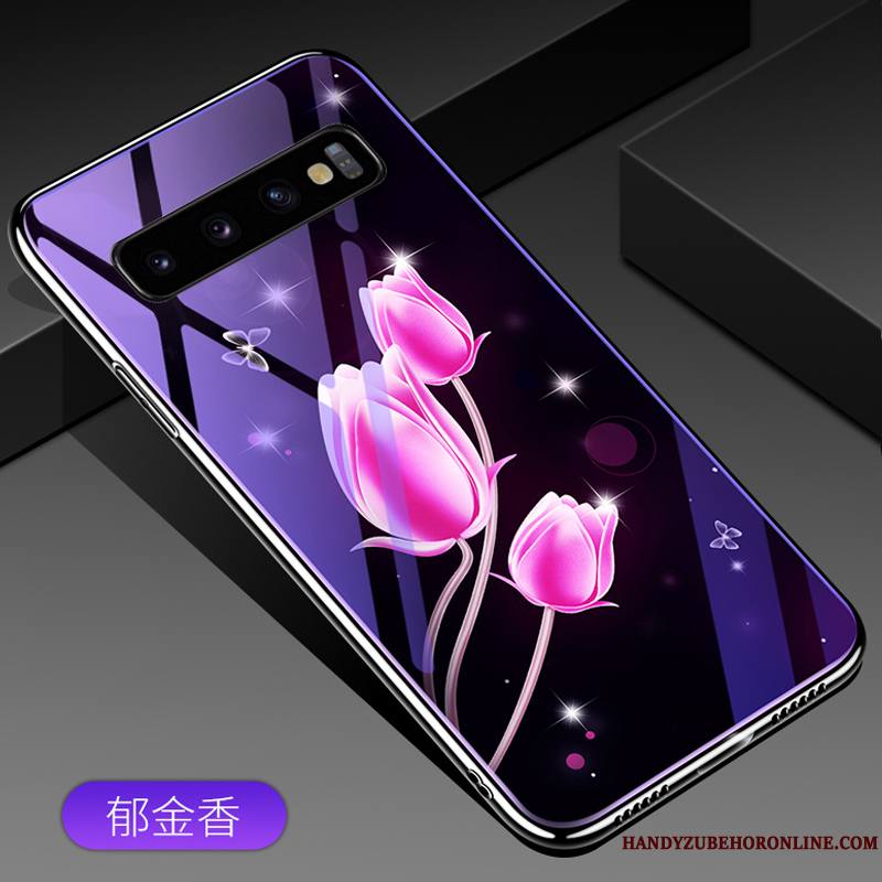 Samsung Galaxy S10 Coque De Téléphone Verre Étoile Créatif Violet Difficile Bleu