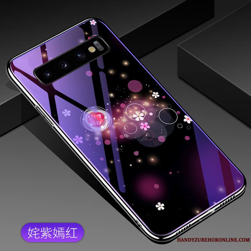 Samsung Galaxy S10 Coque De Téléphone Verre Étoile Créatif Violet Difficile Bleu