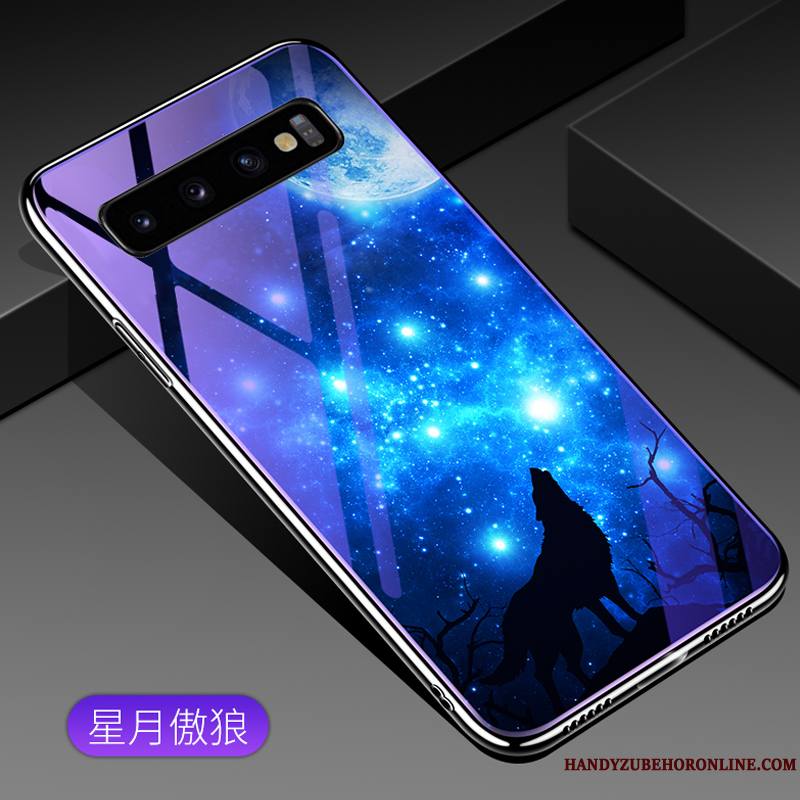 Samsung Galaxy S10 Coque De Téléphone Verre Étoile Créatif Violet Difficile Bleu