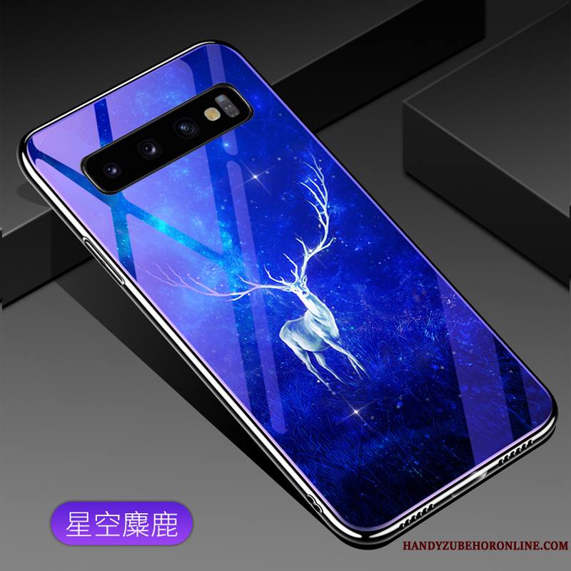 Samsung Galaxy S10 Coque De Téléphone Verre Étoile Créatif Violet Difficile Bleu
