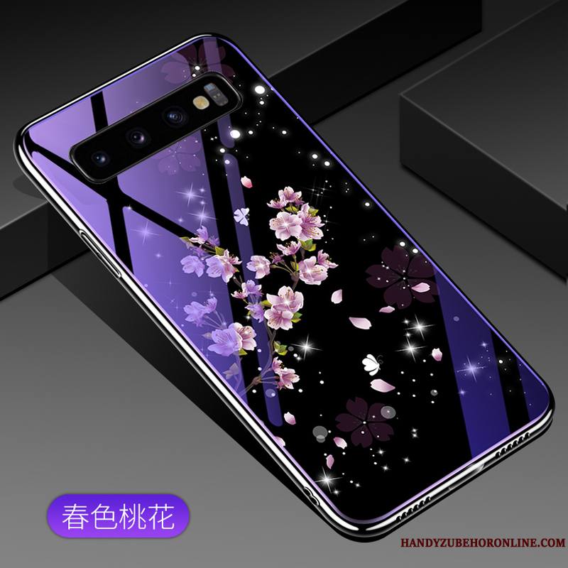 Samsung Galaxy S10 Coque De Téléphone Verre Étoile Créatif Violet Difficile Bleu