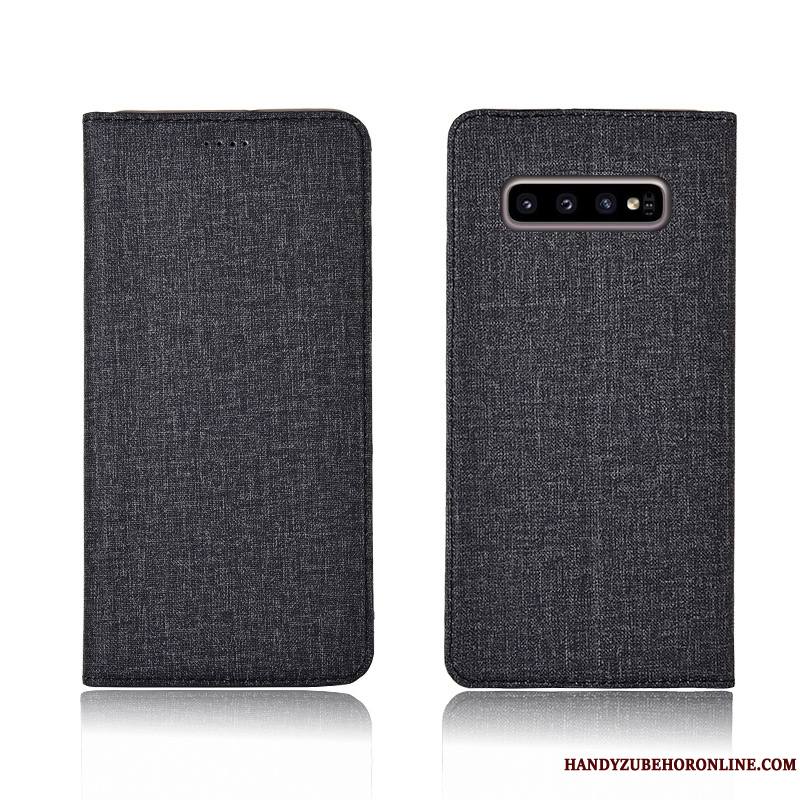 Samsung Galaxy S10 Coque Lin Téléphone Portable Fluide Doux Étoile Tout Compris Protection Gris