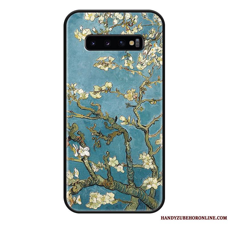 Samsung Galaxy S10+ Coque Luxe Vert Gaufrage Ornements Suspendus Étui Rose Tendance