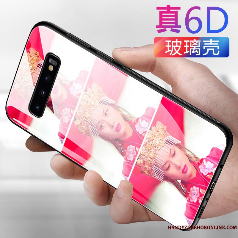 Samsung Galaxy S10+ Coque Nouveau Noir Tendance Verre Étoile Fluide Doux Créatif