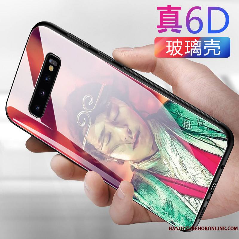 Samsung Galaxy S10+ Coque Nouveau Noir Tendance Verre Étoile Fluide Doux Créatif