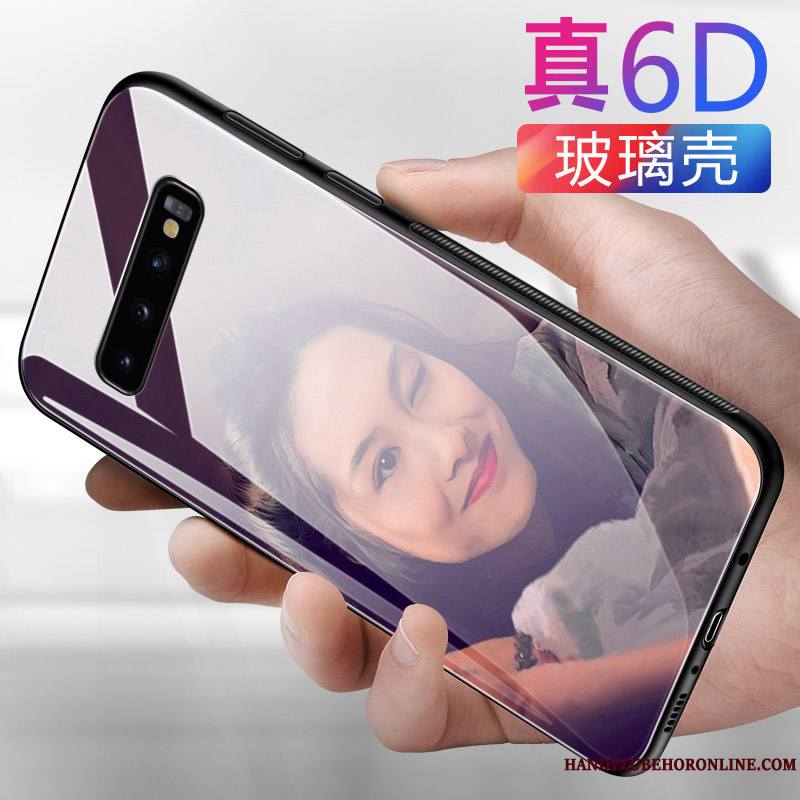 Samsung Galaxy S10+ Coque Nouveau Noir Tendance Verre Étoile Fluide Doux Créatif