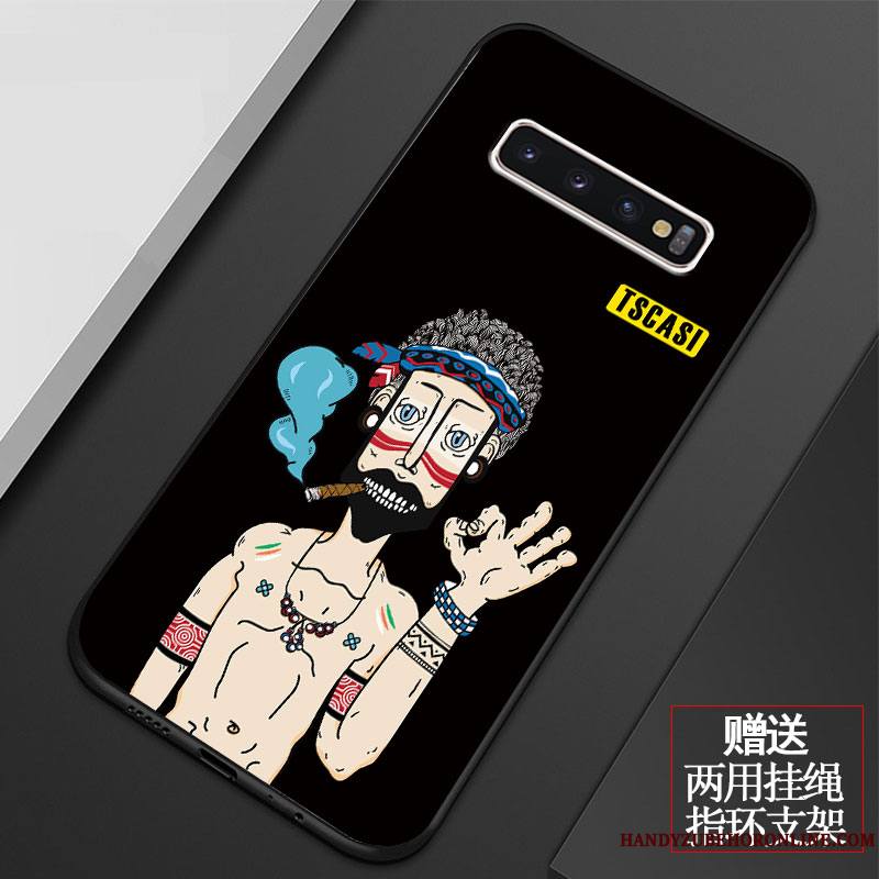 Samsung Galaxy S10+ Coque Personnalité Noir Tout Compris Fluide Doux Étui Incassable Mode