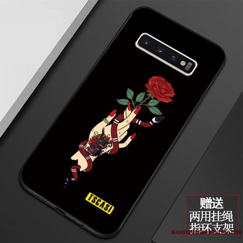 Samsung Galaxy S10+ Coque Personnalité Noir Tout Compris Fluide Doux Étui Incassable Mode