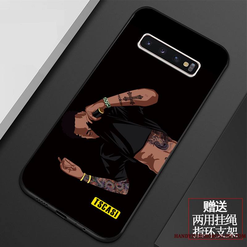 Samsung Galaxy S10+ Coque Personnalité Noir Tout Compris Fluide Doux Étui Incassable Mode