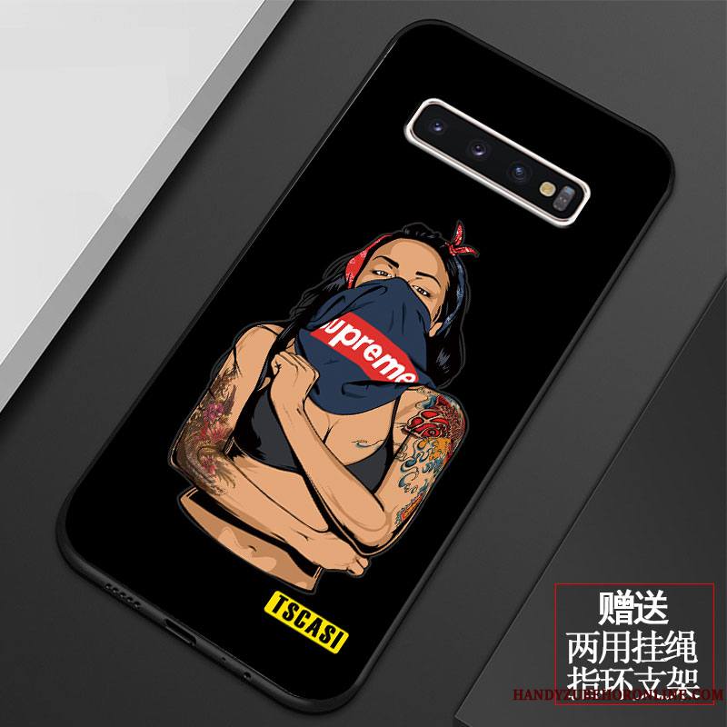 Samsung Galaxy S10+ Coque Personnalité Noir Tout Compris Fluide Doux Étui Incassable Mode