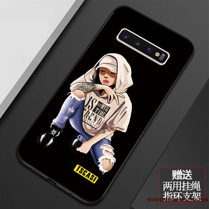 Samsung Galaxy S10+ Coque Personnalité Noir Tout Compris Fluide Doux Étui Incassable Mode