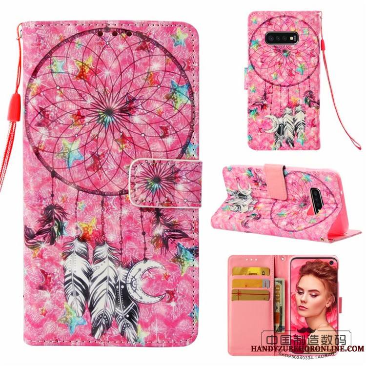 Samsung Galaxy S10+ Coque Portefeuille Étoile Rose Étui Clamshell Silicone