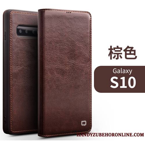 Samsung Galaxy S10 Coque Protection Cuir Carte Étui Tout Compris Étoile Cuir Véritable