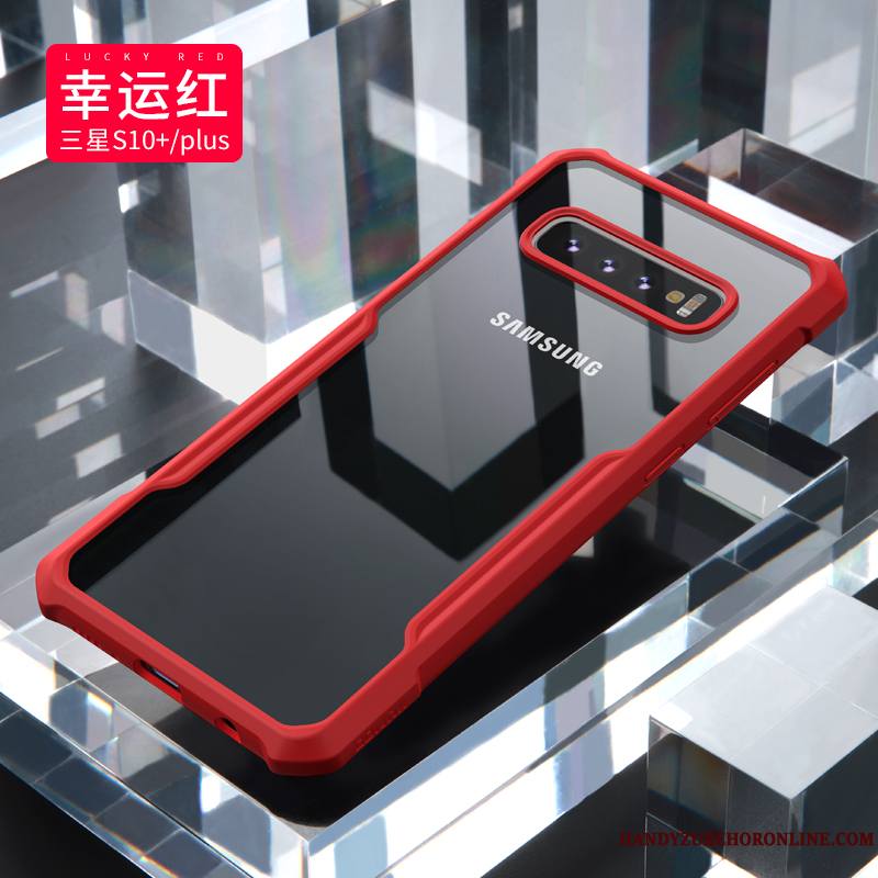 Samsung Galaxy S10+ Coque Rouge Personnalité Incassable Fluide Doux Étoile De Téléphone
