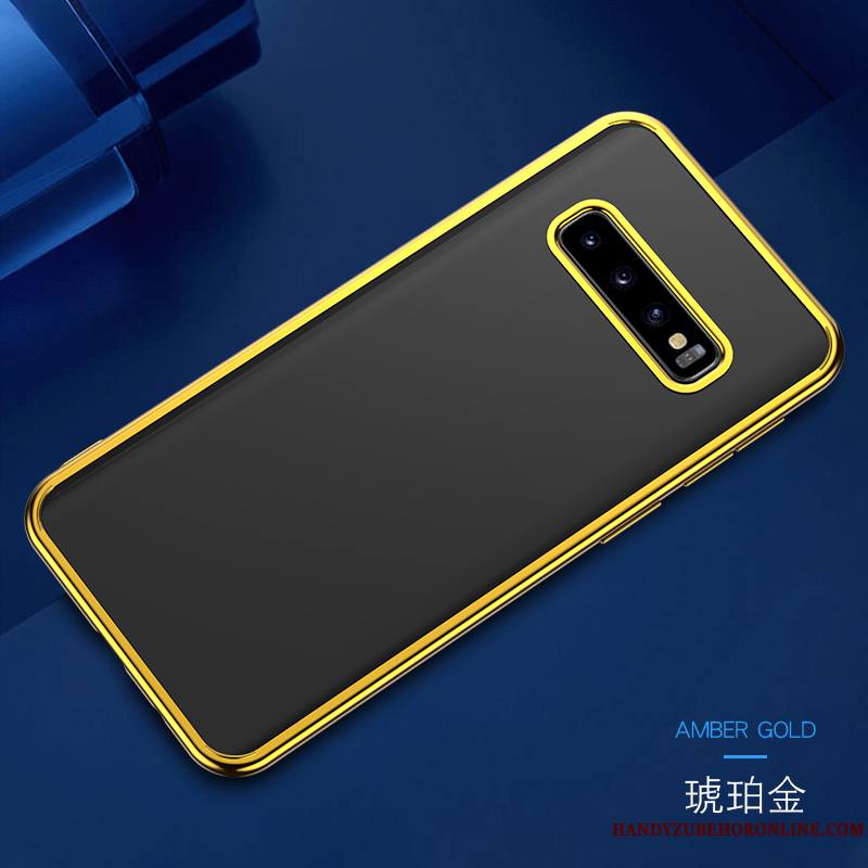 Samsung Galaxy S10+ Coque Silicone Créatif Très Mince Marque De Tendance Transparent Incassable Jaune