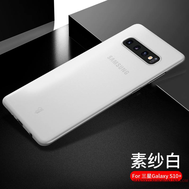 Samsung Galaxy S10+ Coque Simple Tout Compris Tendance Délavé En Daim Blanc Étoile Très Mince