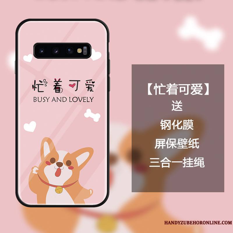 Samsung Galaxy S10+ Coque Tout Compris Dessin Animé Protection Créatif Marque De Tendance Étui Verre Trempé