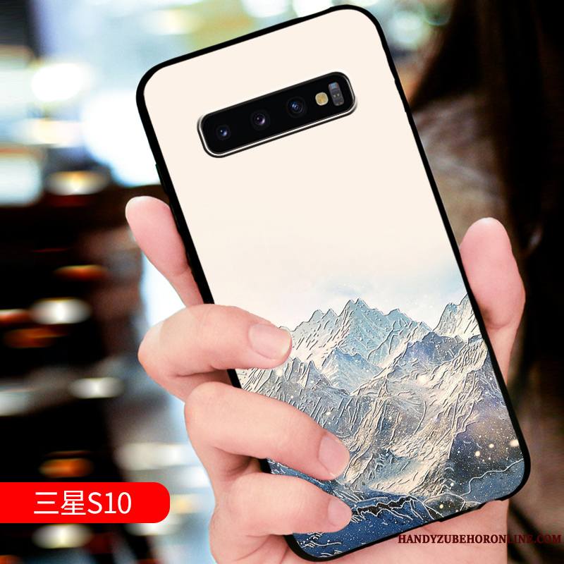 Samsung Galaxy S10 Coque Tout Compris Luxe Protection Marque De Tendance Gaufrage Étoile Délavé En Daim