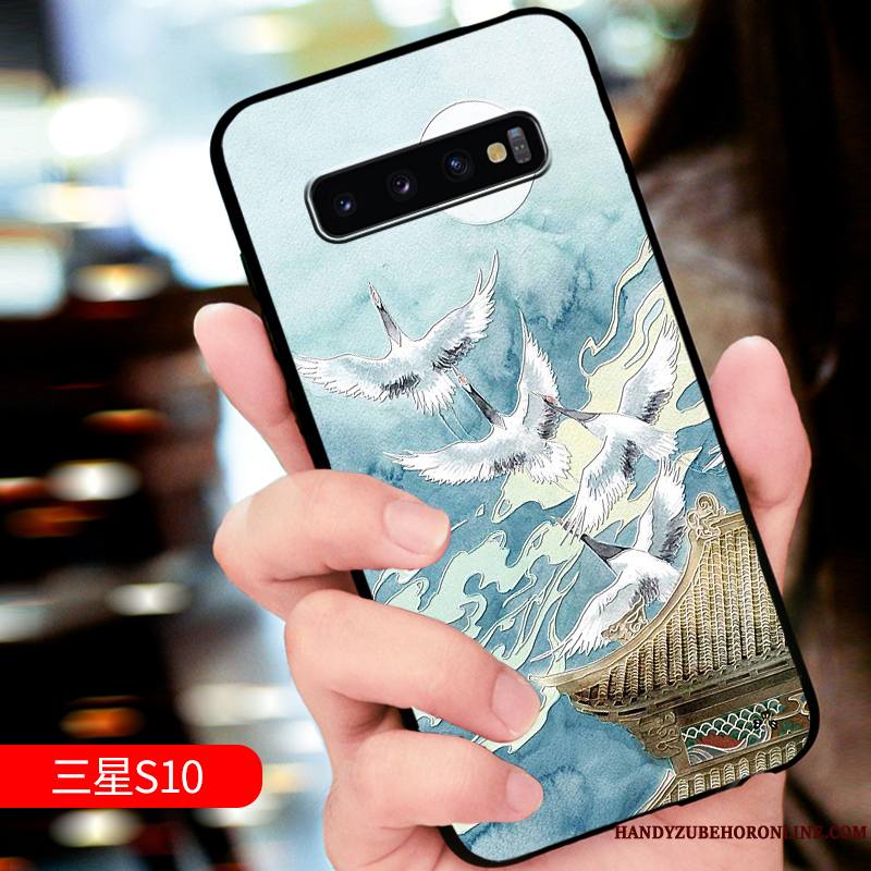 Samsung Galaxy S10 Coque Tout Compris Luxe Protection Marque De Tendance Gaufrage Étoile Délavé En Daim