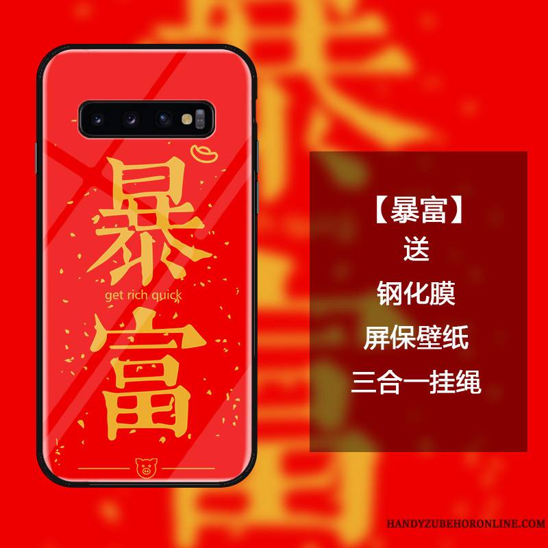 Samsung Galaxy S10 Coque Verre Trempé Étoile Ornements Suspendus Nouveau Étui Personnalité Créatif