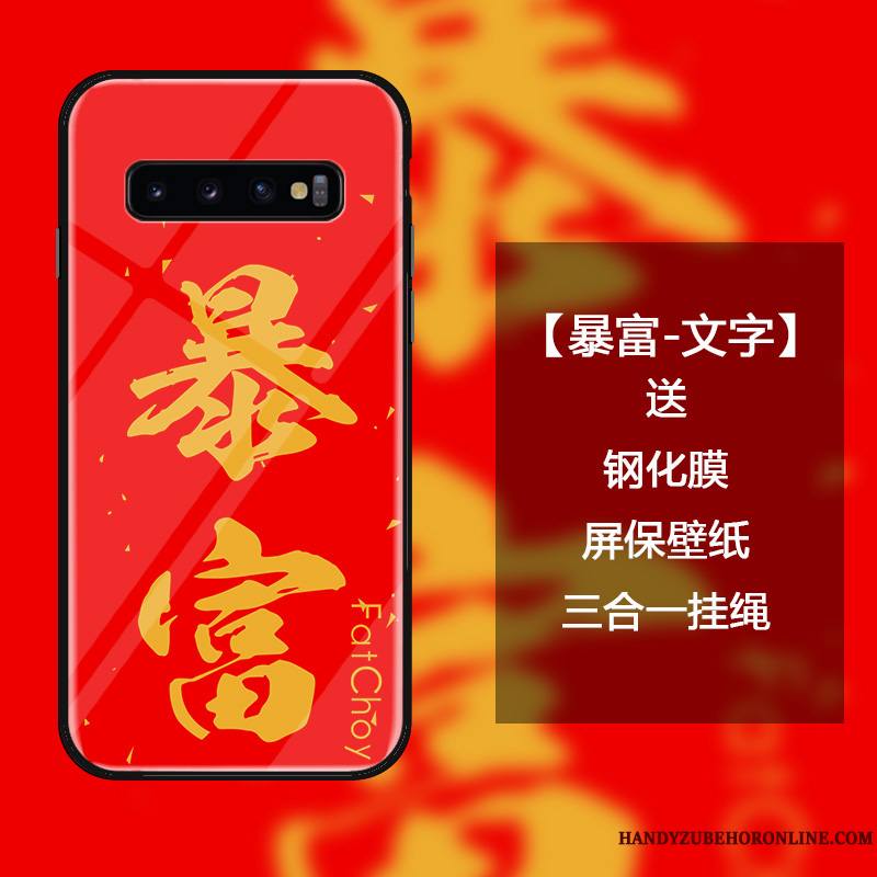 Samsung Galaxy S10 Coque Verre Trempé Étoile Ornements Suspendus Nouveau Étui Personnalité Créatif