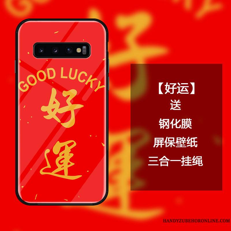 Samsung Galaxy S10 Coque Verre Trempé Étoile Ornements Suspendus Nouveau Étui Personnalité Créatif