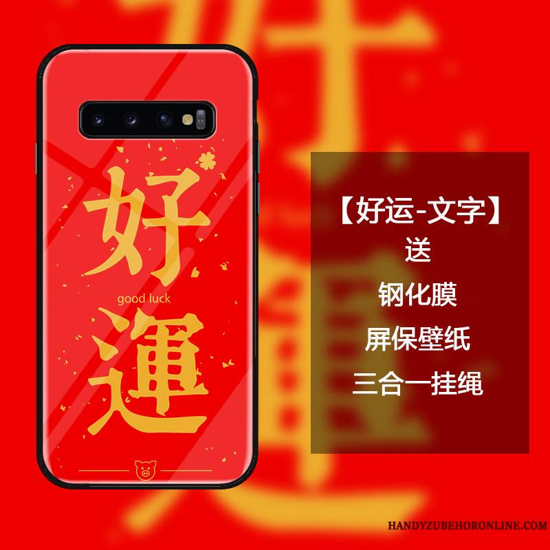 Samsung Galaxy S10 Coque Verre Trempé Étoile Ornements Suspendus Nouveau Étui Personnalité Créatif