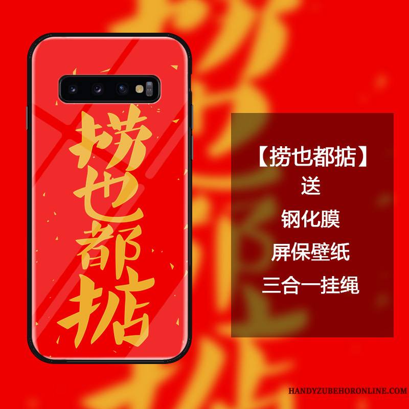 Samsung Galaxy S10 Coque Verre Trempé Étoile Ornements Suspendus Nouveau Étui Personnalité Créatif