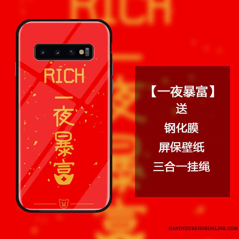Samsung Galaxy S10 Coque Verre Trempé Étoile Ornements Suspendus Nouveau Étui Personnalité Créatif
